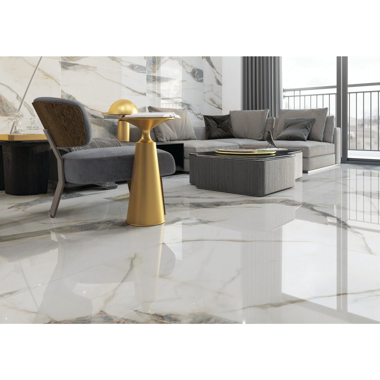 6.99 $ / SF - 15.5 SF/ Box  Tile MARMI PIETRA DI 1. Rectified Polished 24x48 in MG5