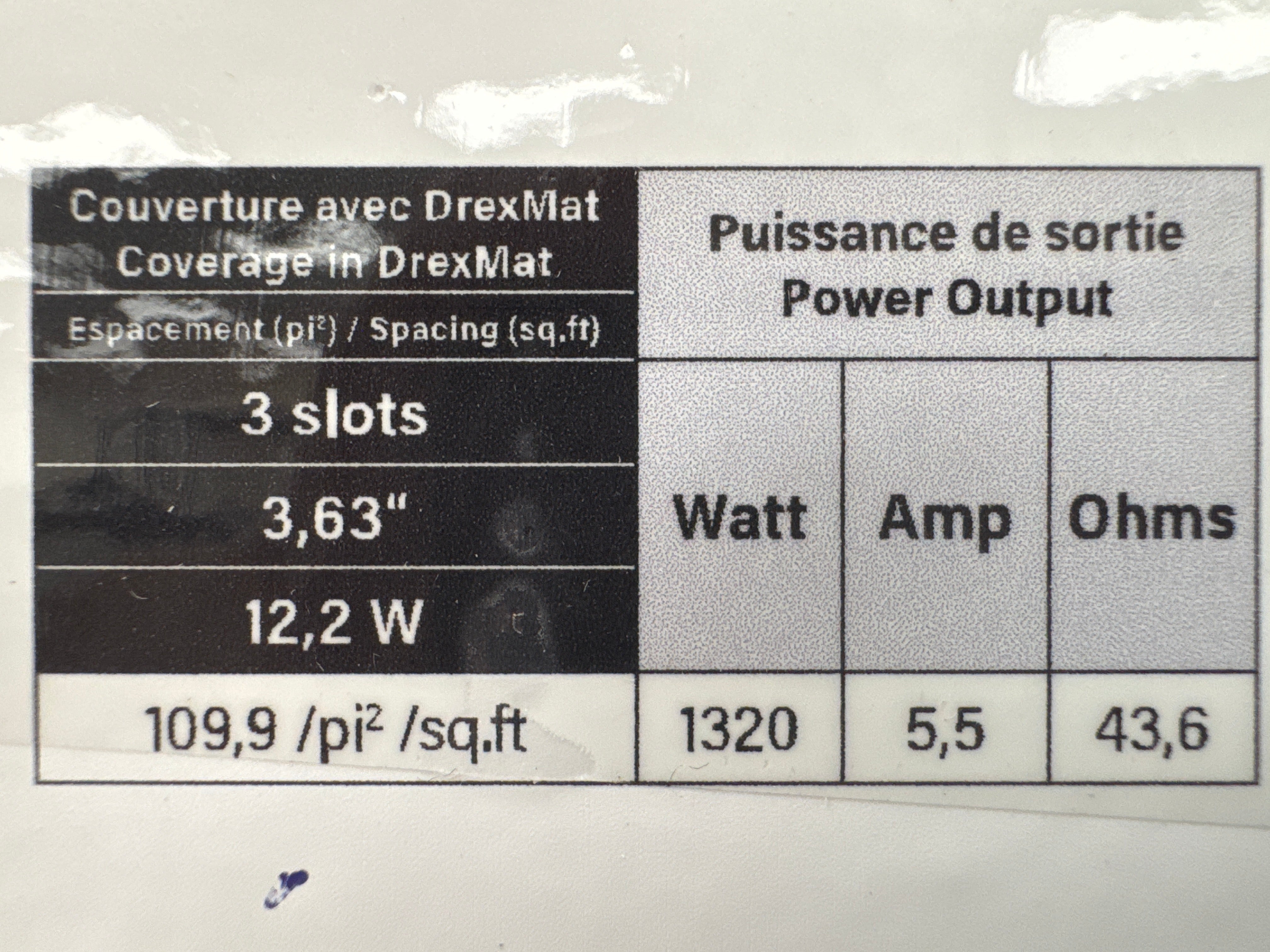 Système de câble chauffant par le sol 3,7 watts - 3,7CWC-240V-106