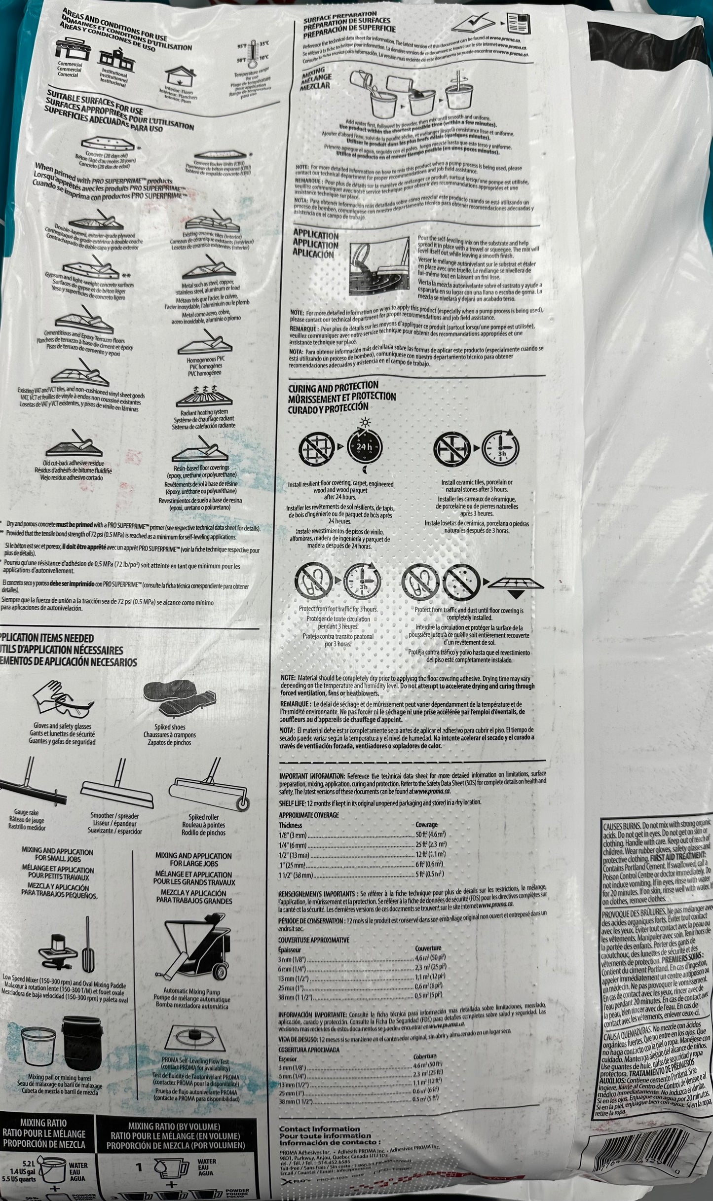 Proma PRO Plan CG50 LB / 22.7 KG composé de sous revêtement autonivelant a prise rapide, modifié aux polymères 50 lb - 22,7kg