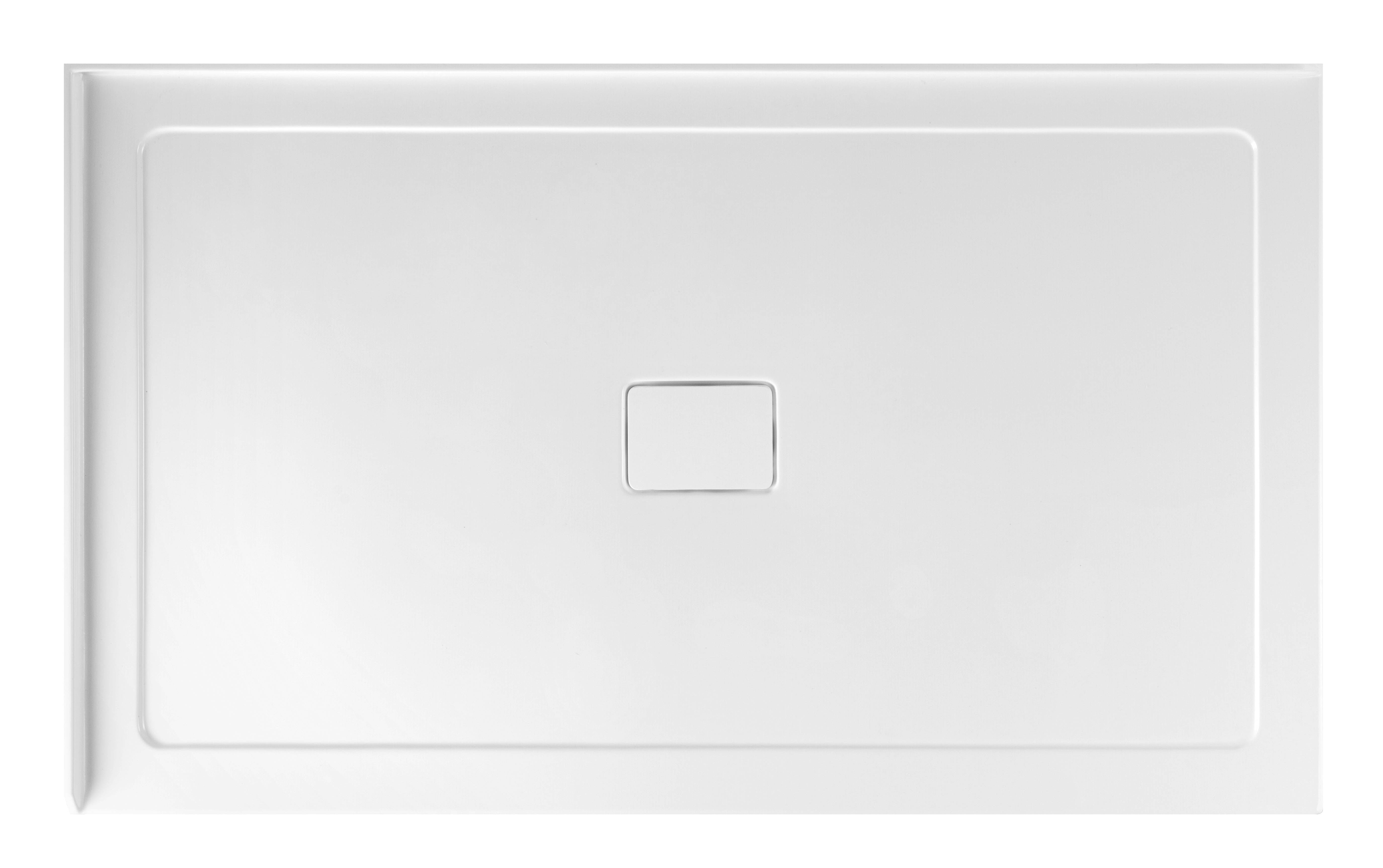 Receveur de douche rectangulaire à 2 parois avec bonde centrale à gauche du mur, 60 x 32 x 3 pouces