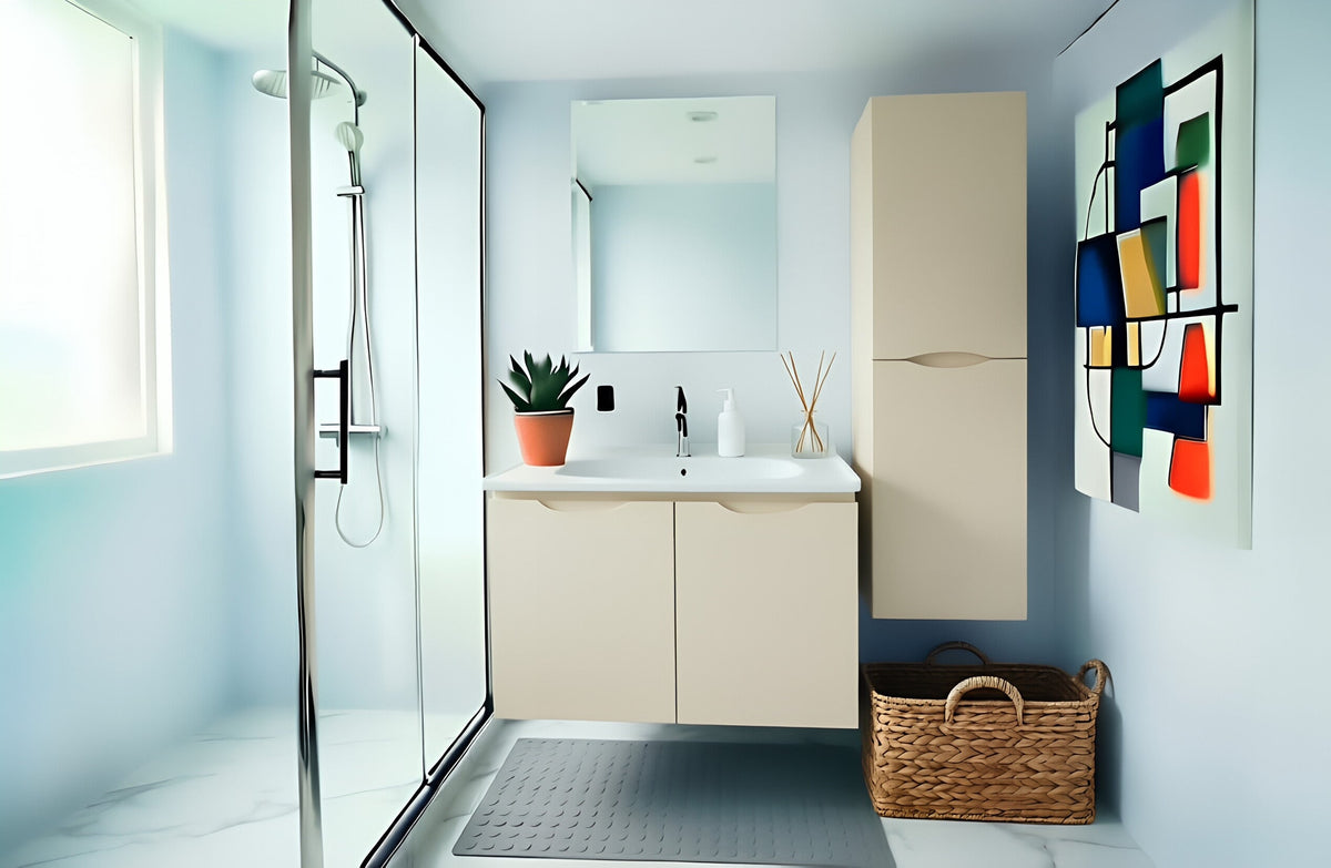 Vanity Suspended 24 in Taupe 2Doors with countertop.