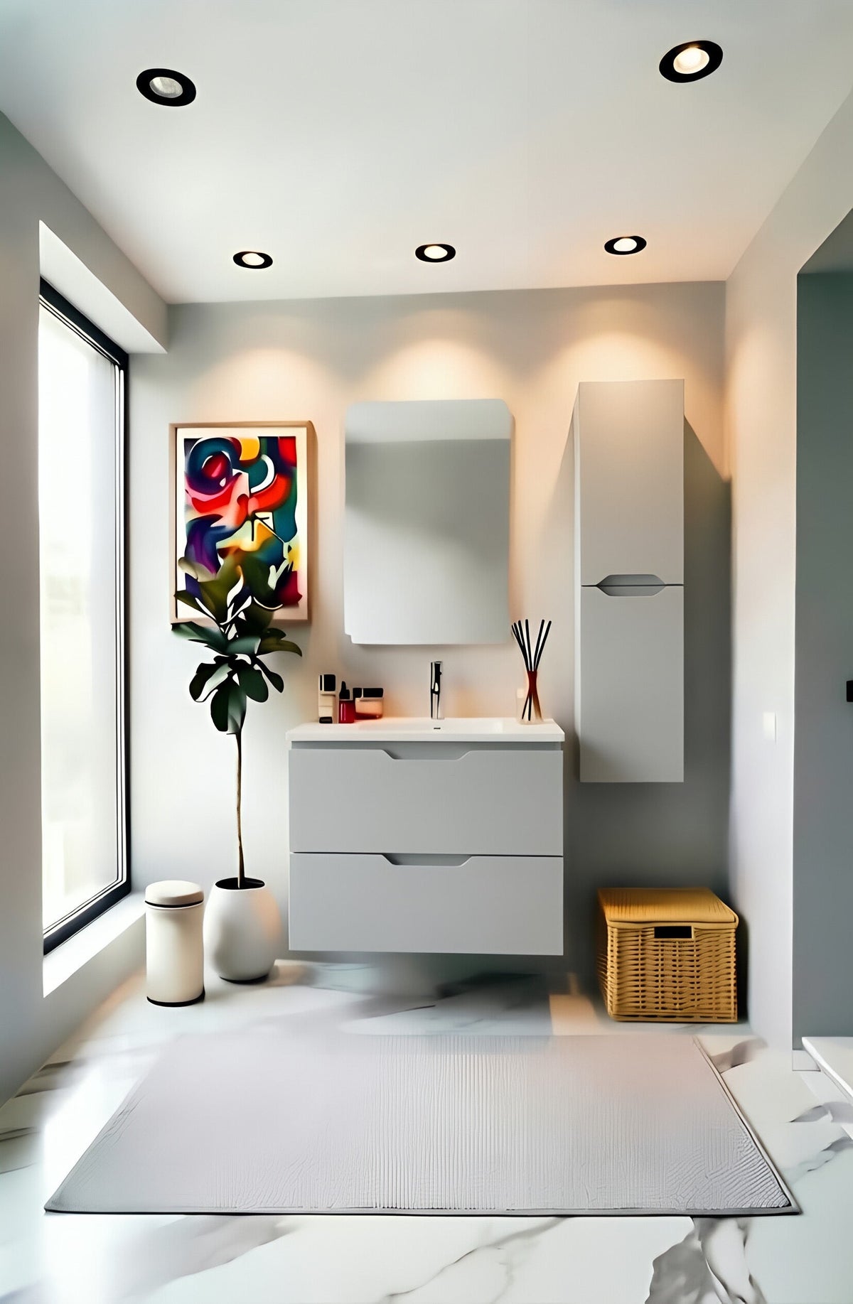 Vanity Suspended 24 in 2Drawers Undermounted slider with countertop 5 Colors