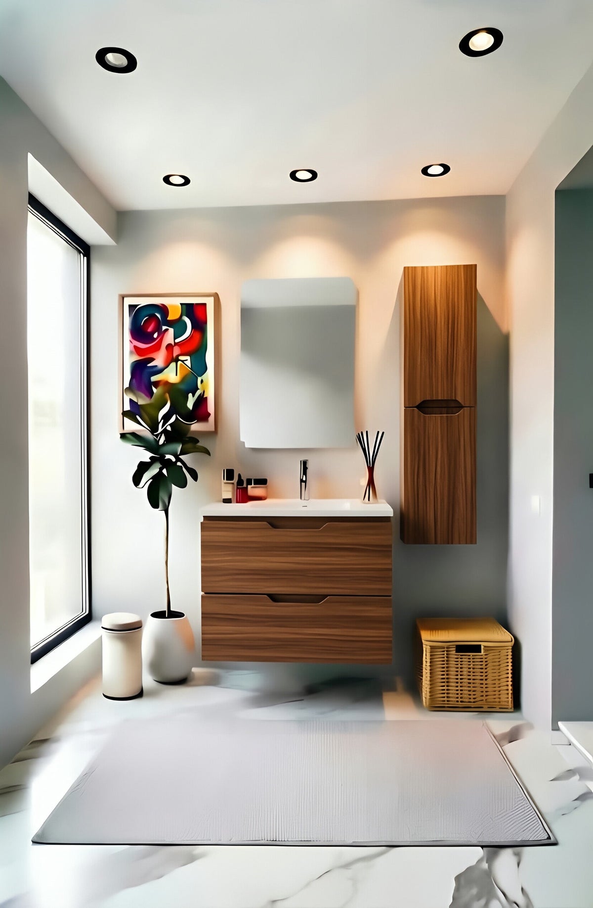 Vanity Suspended 24 in 2Drawers Undermounted slider with countertop 5 Colors