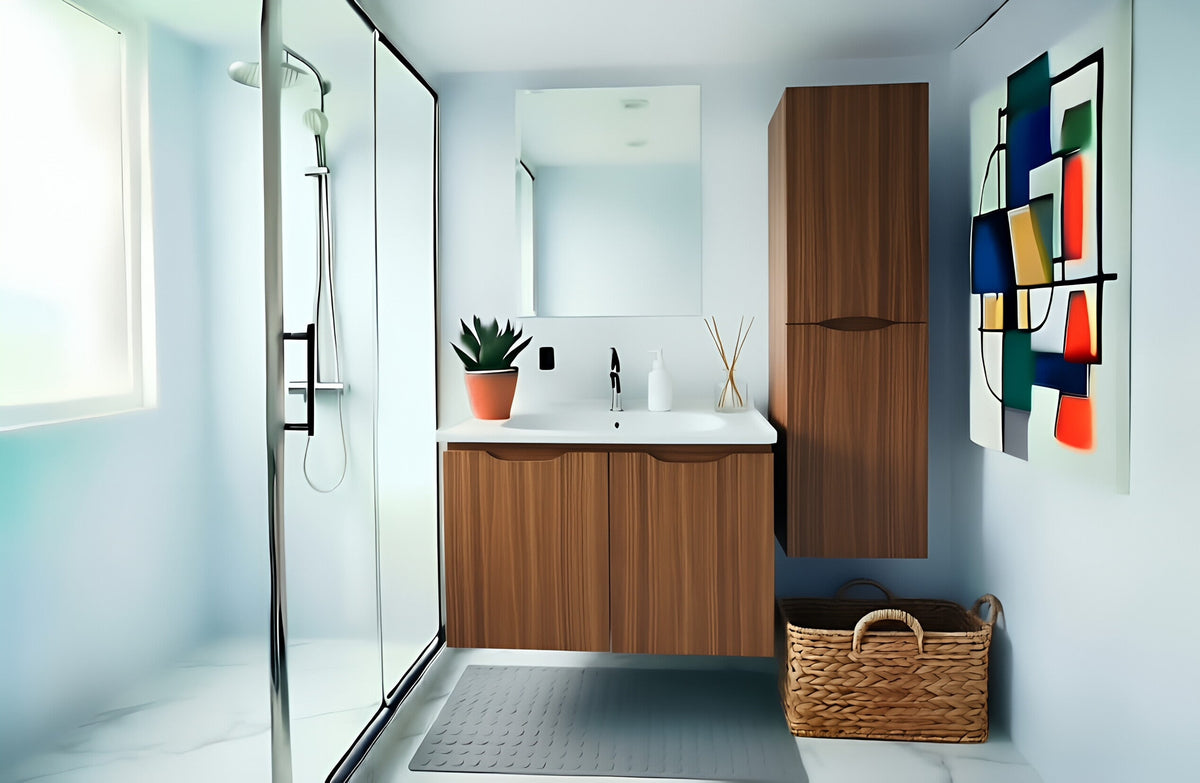 Vanity Suspended 24 in Walnut 2Doors with countertop.