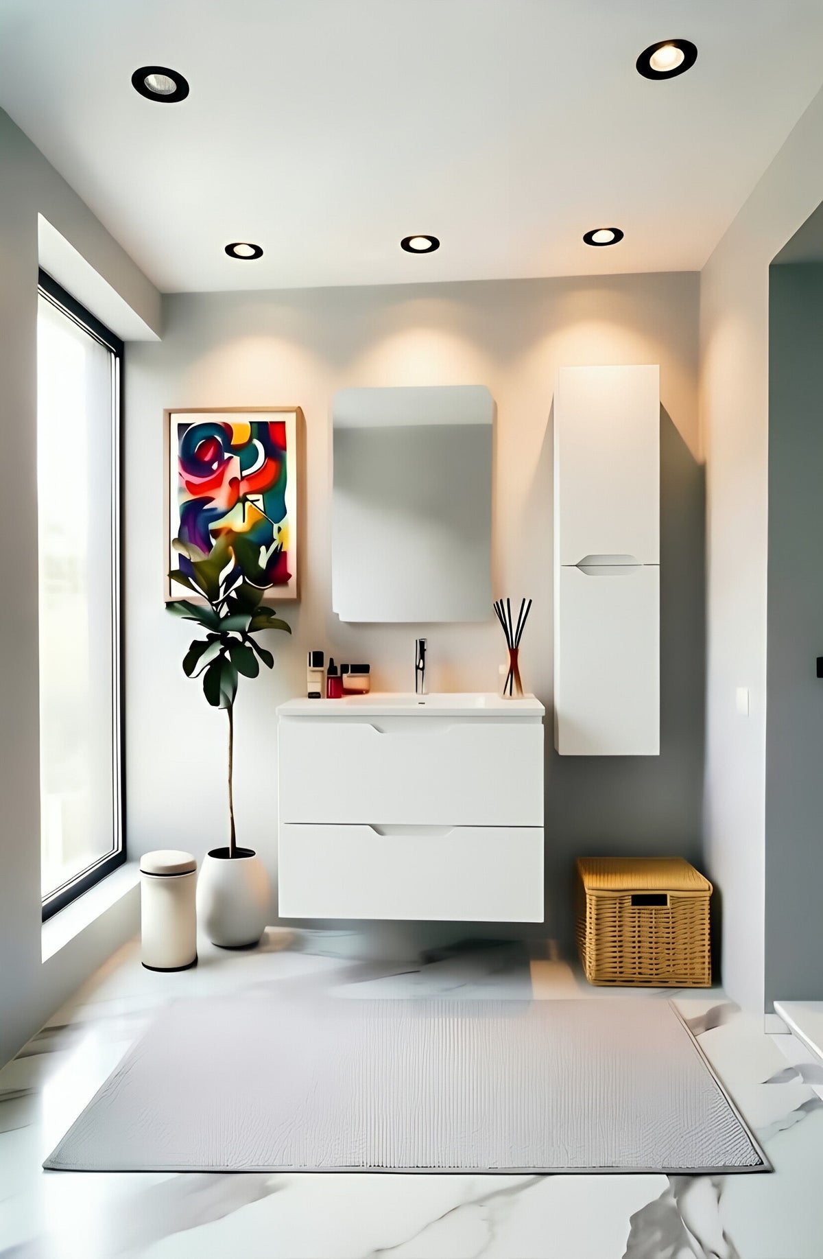 Vanity Suspended 24 in 2Drawers Undermounted slider with countertop 5 Colors
