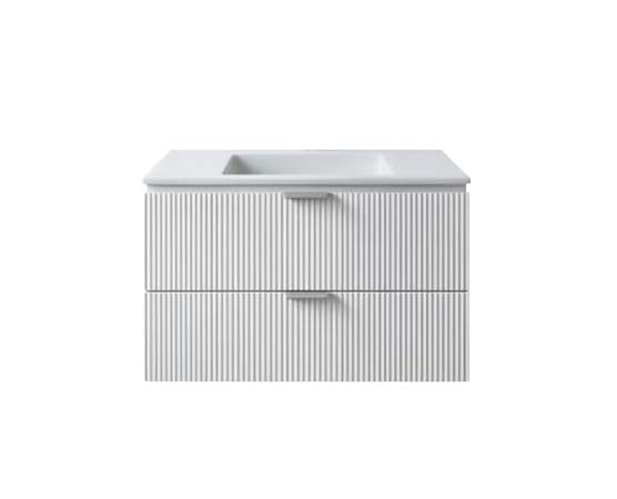 Vanity White Suspended 24 in 2 Drawers Undermounted slider with countertop.
