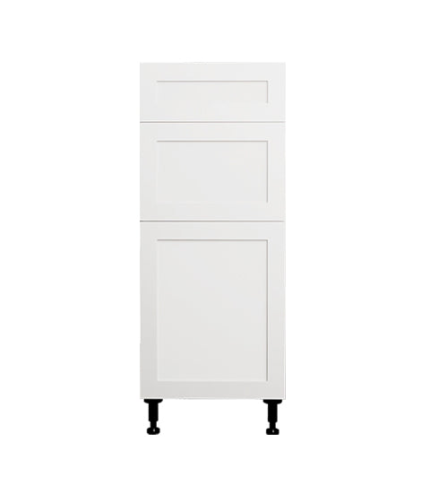 15 L x 34 3/4 H x 24" Shaker White Base Kitchen Cabinet 3 Drawers