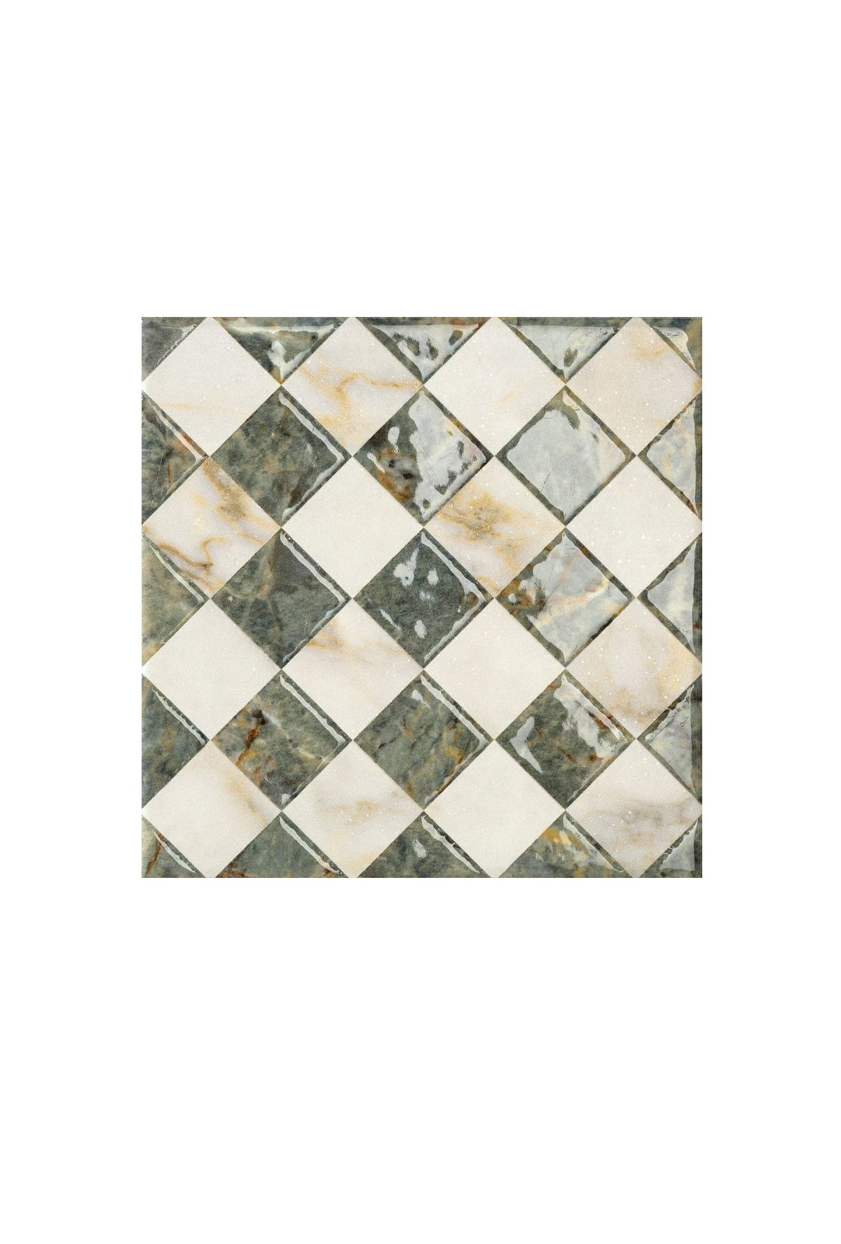 Porcelain Ceramic Tile - collection Dimore available 8x8 in, 4 colors and 1 finish. 8x8 in Floriana Amazzonite