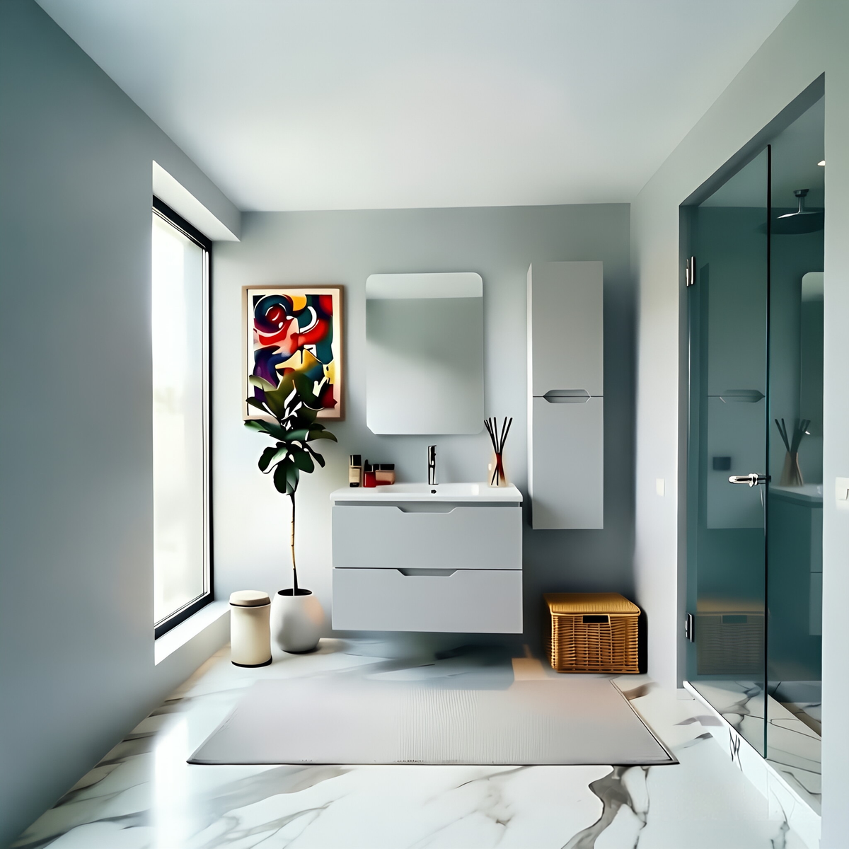 Vanity Suspended 30 in 2Drawers Undermounted slider with countertop 5 Colors