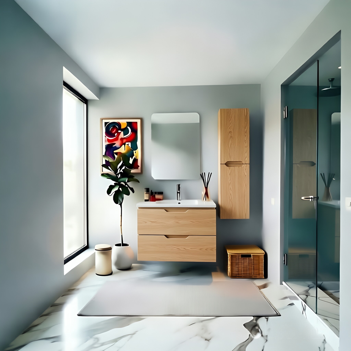 Vanity Suspended 30 in Natural 2Drawers Undermounted slider with countertop.