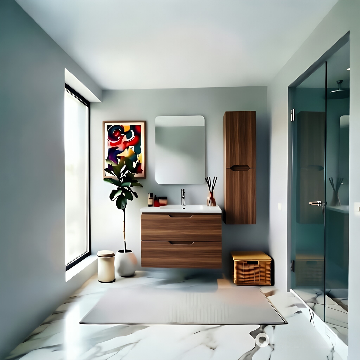 Vanity Suspended 30 in 2Drawers Undermounted slider with countertop 5 Colors