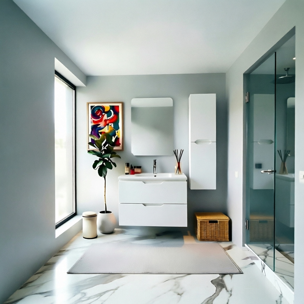 Vanity Suspended 30 in White 2Drawers Undermounted slider with countertop.