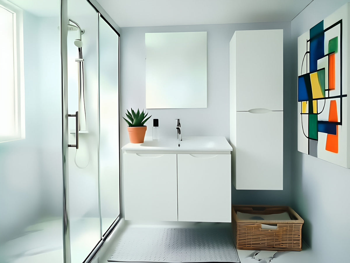 Vanity Suspended 30 in White 2Doors with countertop.