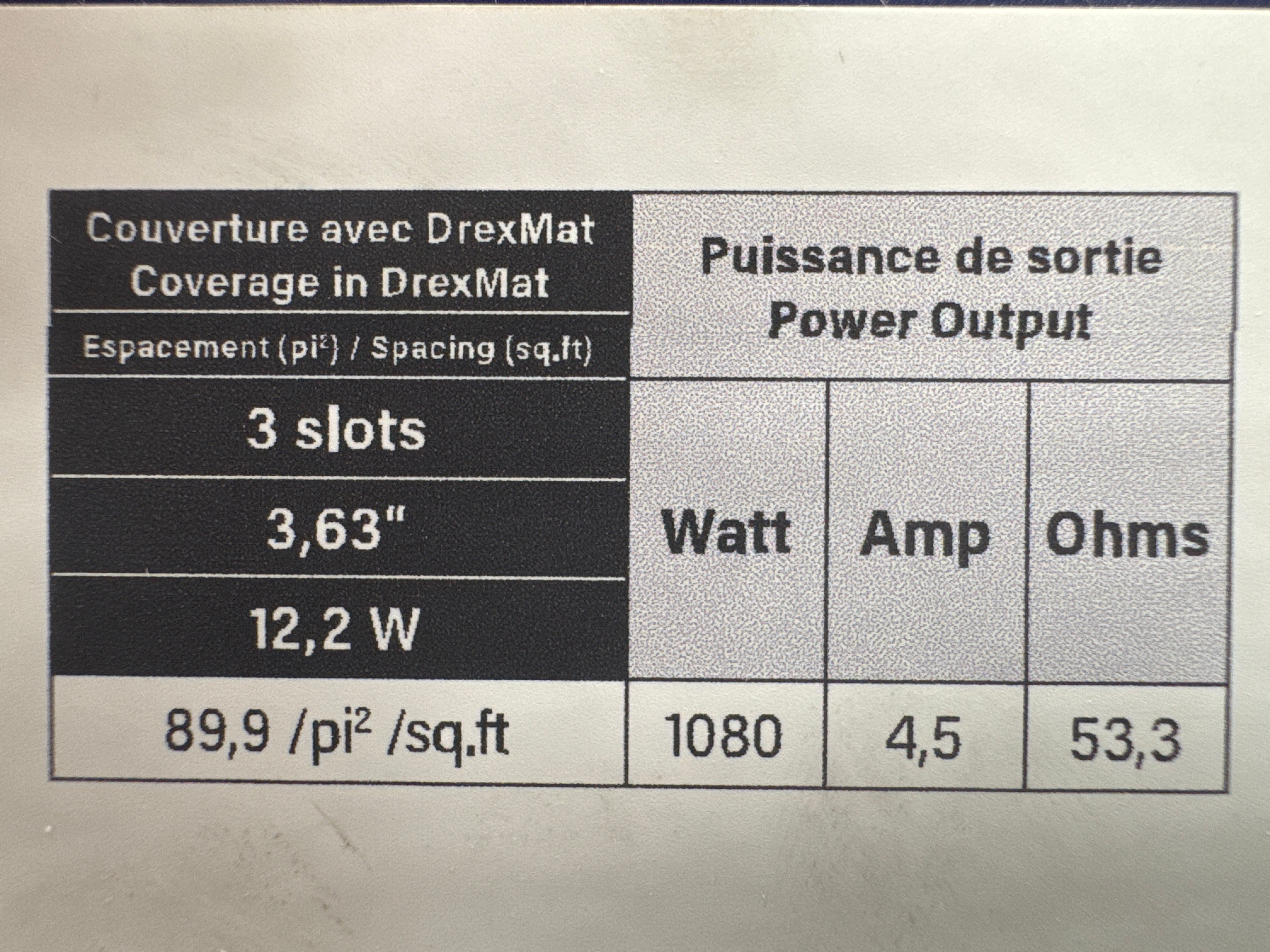 Système de câble chauffant pour plancher chauffant 3,7 watts - 3.7CWC-240V-87 89,9 pi²