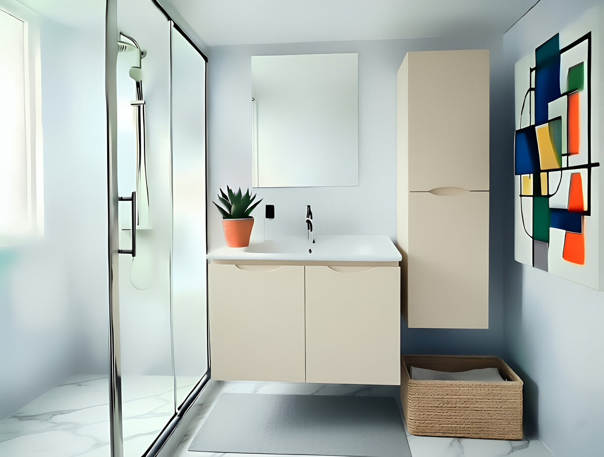 Vanity Suspended 36 in Taupe 2Doors with countertop.