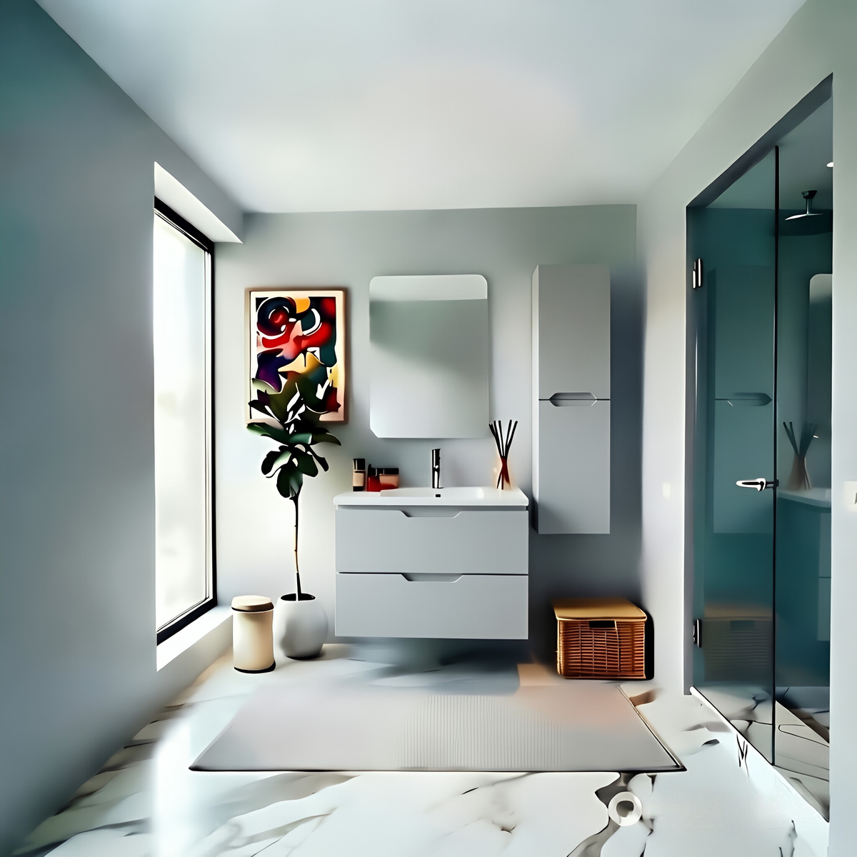 Vanity Suspended 36 in 2Drawers Undermounted slider with countertop 5 Colors