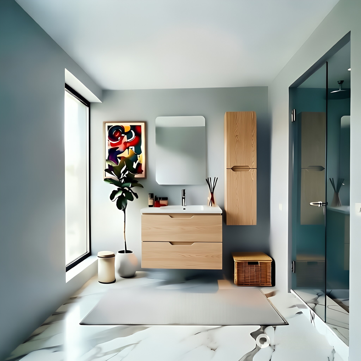 Vanity Suspended 36 in Natural 2Drawers Undermounted slider with countertop.