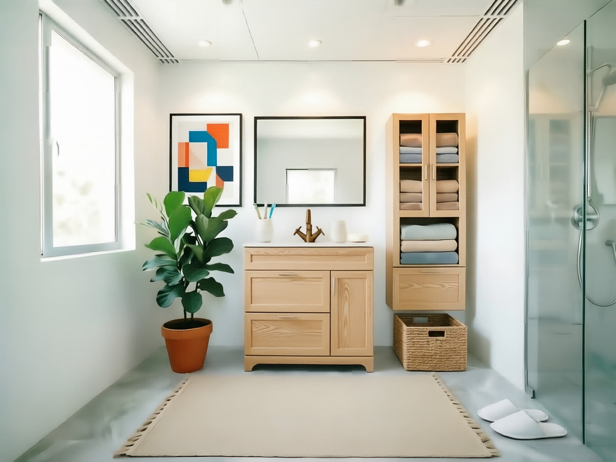Vanity 36 in Natural 2 Drawers 1 Door With Countertop.