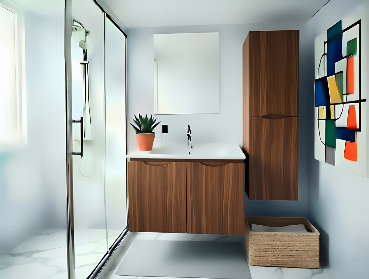 Vanity Suspended 36 in Walnut 2Doors with countertop.