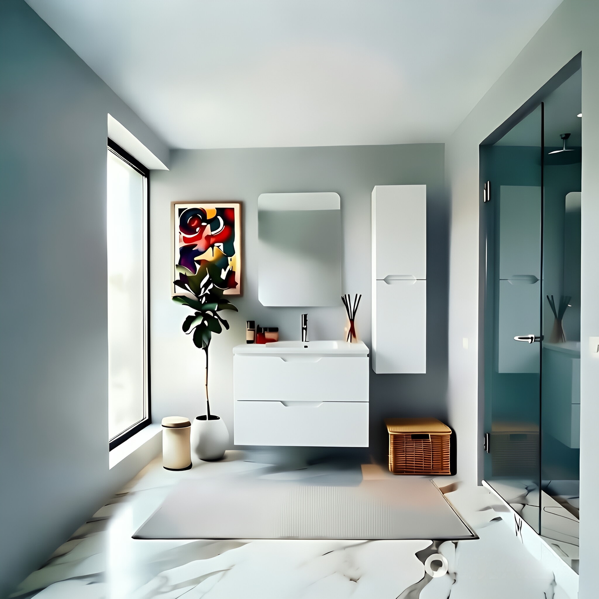 Vanity Suspended 36 in White 2Drawers Undermounted slider with countertop.