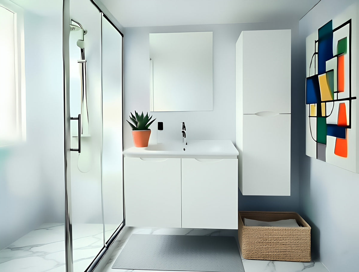 Vanity Suspended 36 in White 2Doors with countertop.