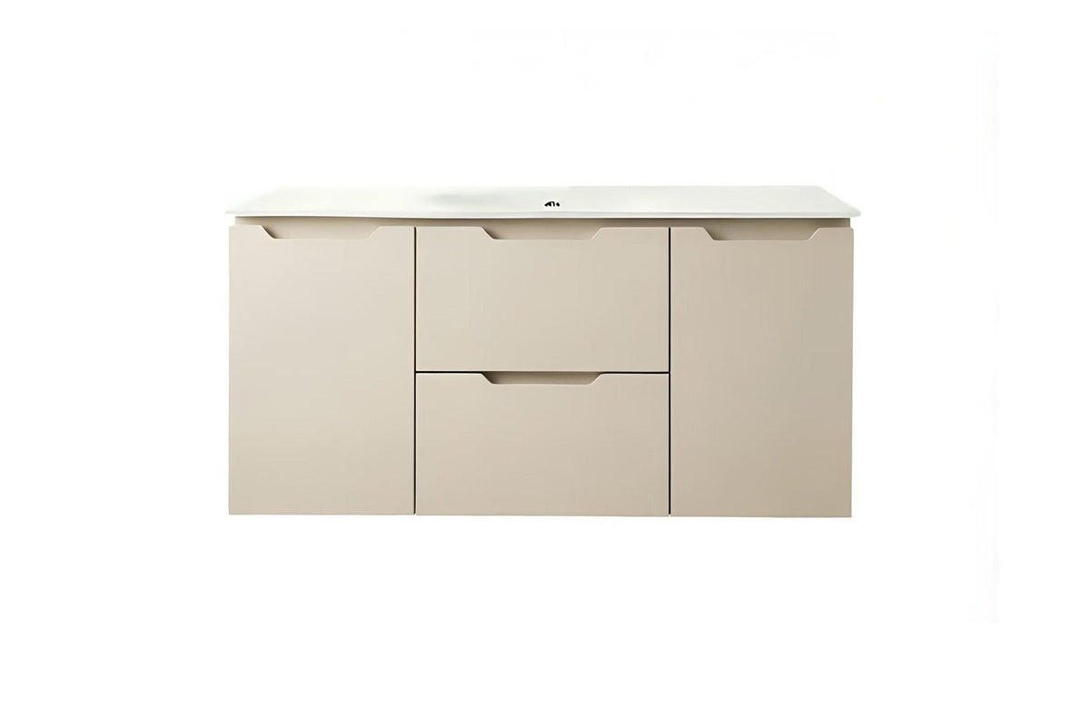 Vanity Suspended 48 in 2Drawers 2Doors Undermounted slider with countertop 5 Colors Taupe