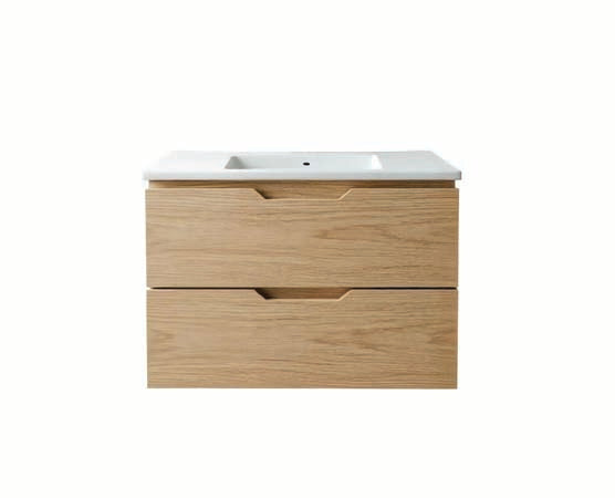Vanity Suspended 30 in Natural 2Drawers Undermounted slider with countertop.