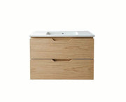 Vanity Suspended 30 in 2Drawers Undermounted slider with countertop 5 Colors Natural