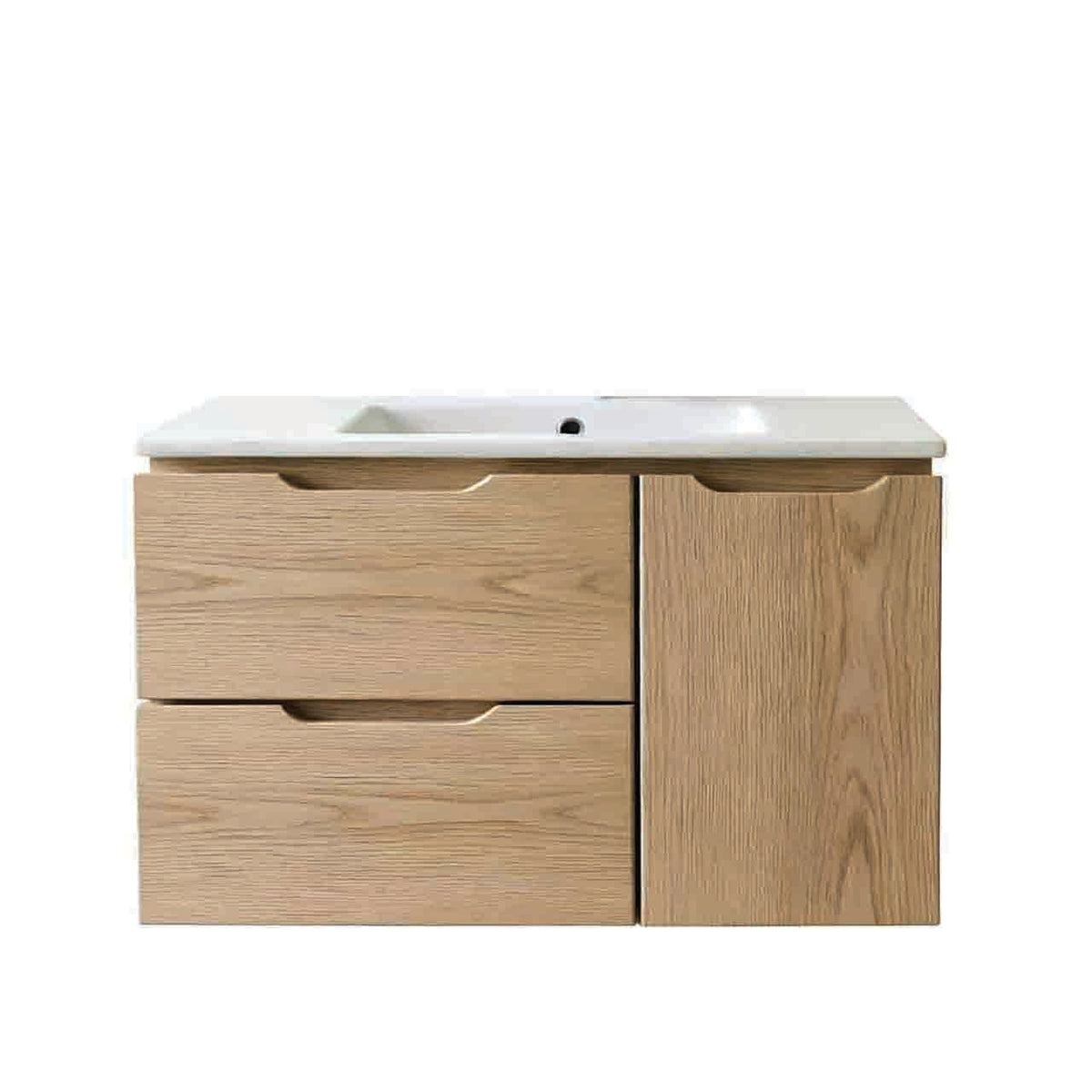 Vanity Suspended 40 in Natural 2Drawers 1Door Undermounted slider with countertop.