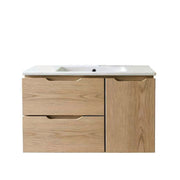 Vanity Suspended 40 in Natural 2Drawers 1Door Undermounted slider with countertop.