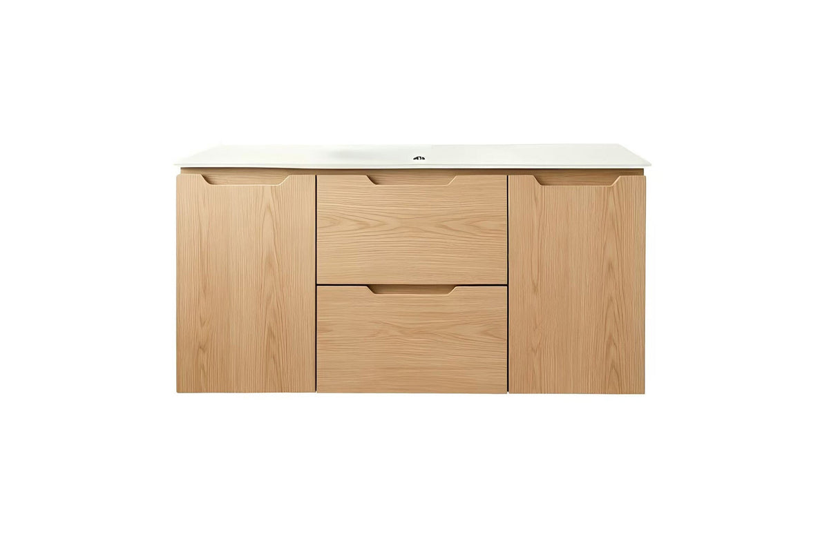 Vanity Suspended 48 in 2Drawers 2Doors Undermounted slider with countertop 5 Colors Natural