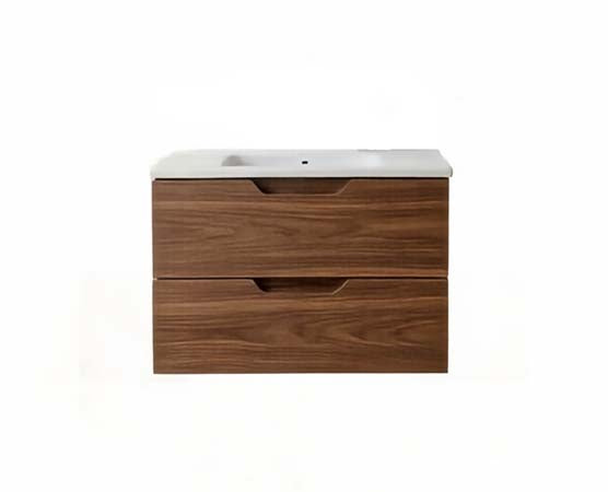 Vanity Suspended 24 in 2Drawers Undermounted slider with countertop 5 Colors Walnut