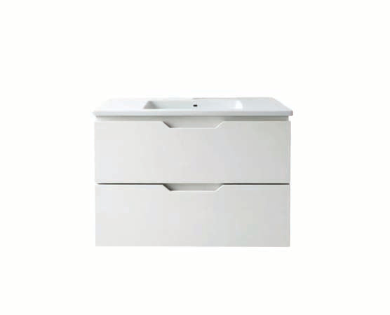 Vanity Suspended 30 in White 2Drawers Undermounted slider with countertop.