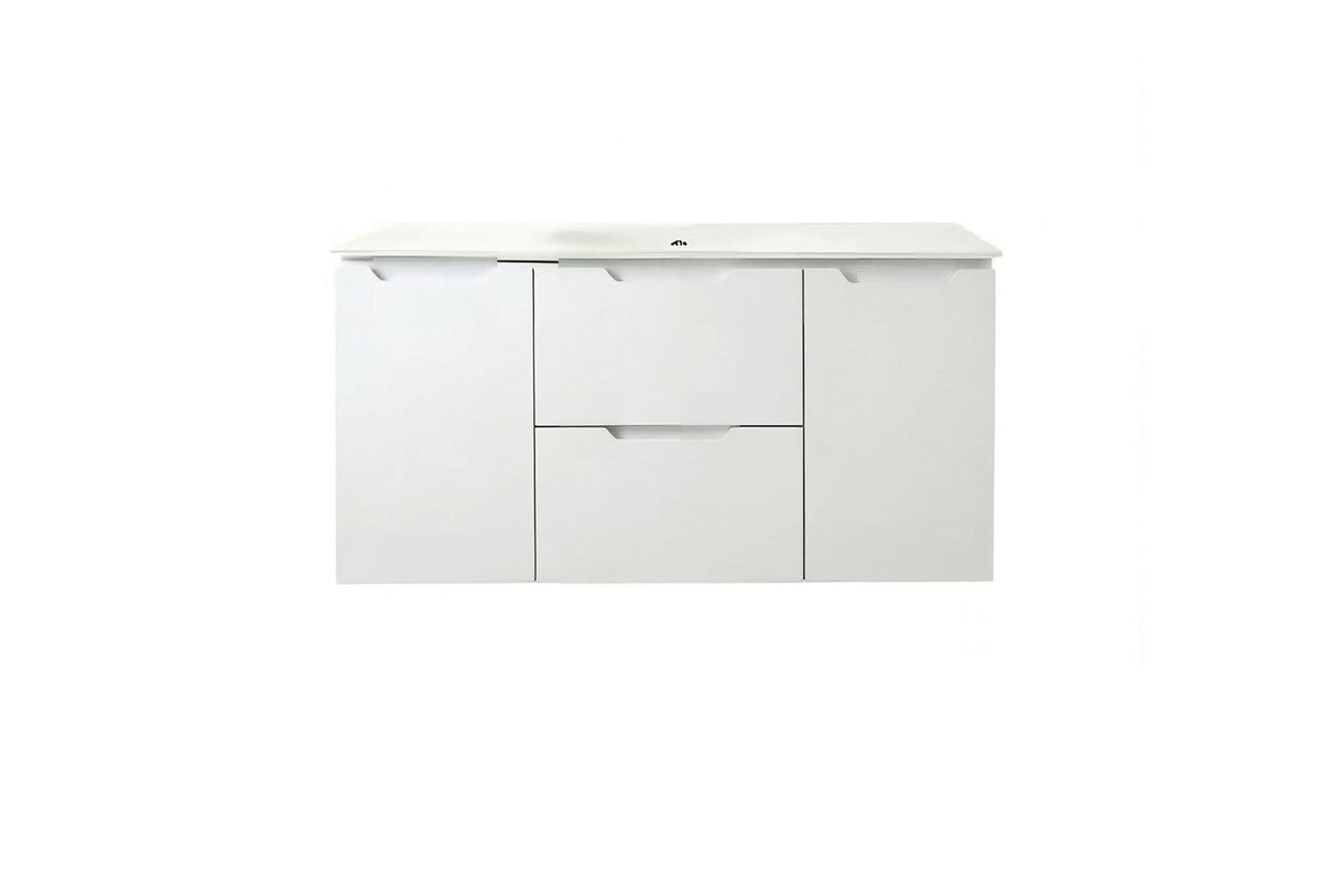 Vanity Suspended 48 in 2Drawers 2Doors Undermounted slider with countertop 5 Colors White