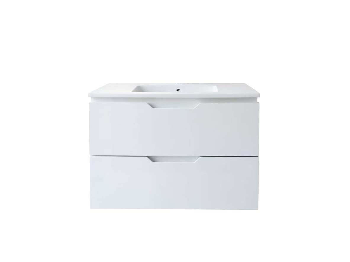 Vanity Suspended 36 in White 2Drawers Undermounted slider with countertop.