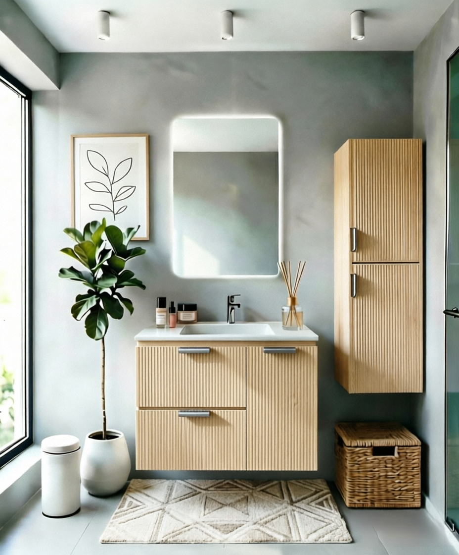 Vanity Natural Suspended 40 in 2 Drawers 1 Door with countertop.