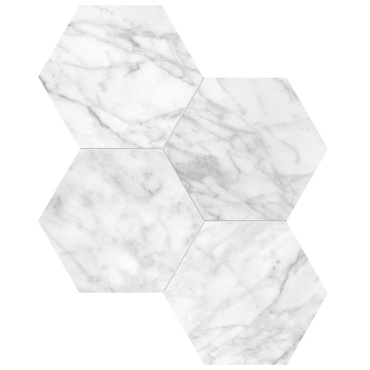 6 La Marca Carrara Hexa. Polished Glaz. Porc.Mosaic 7.97 SF/Box