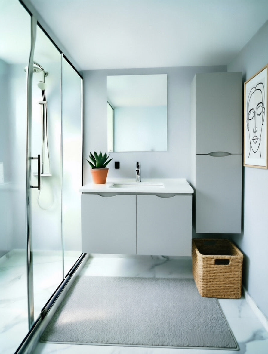 Vanity Suspended 48 in 2Doors with countertop 5 Colors