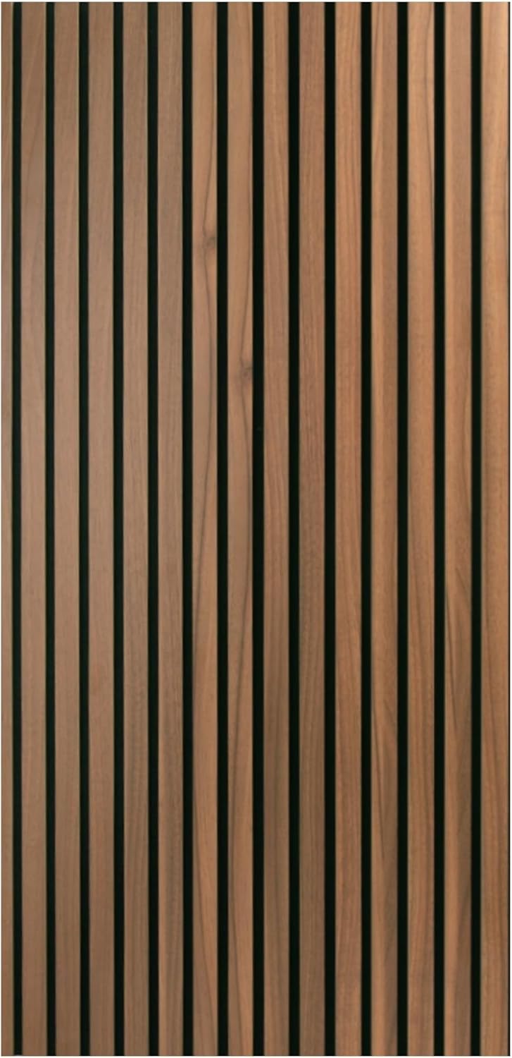 Grooved Laminate Acoustic Decorative Wood Wall Panel 24x94 1/2 in Brown