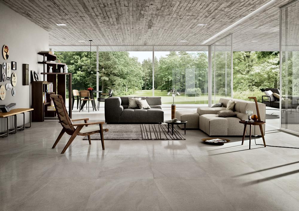 Collection de carreaux de céramique effet pierre calcaire, disponible en 1 format, 4 coloris et 1 finition.