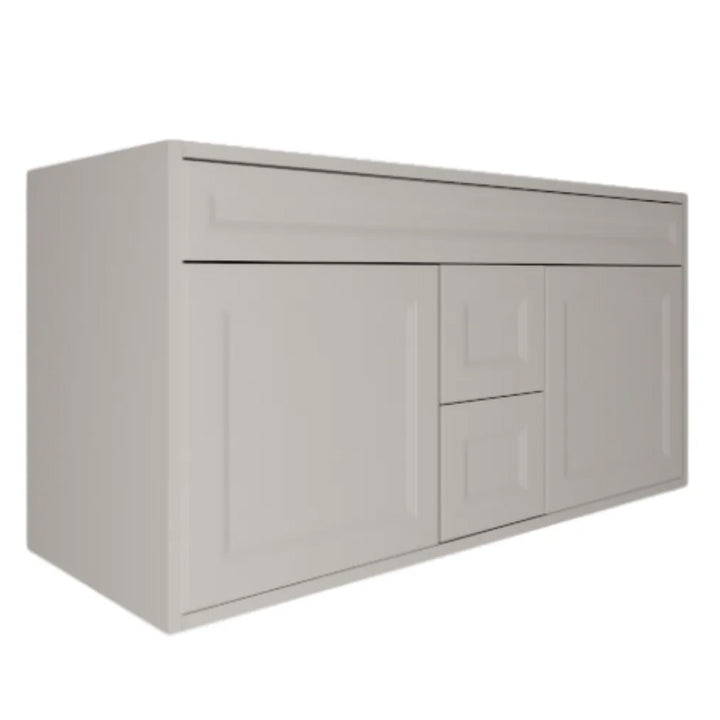 Shaker White Vanity 48 in. Suspended 2 Drawers & 2 Doors with Countertop