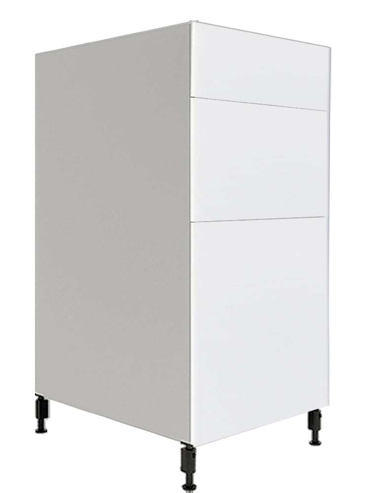 Glossy White Kitchen Base Cabinet 3 Drawers Unit 15 L x 34 3/4 H x 24 P in.