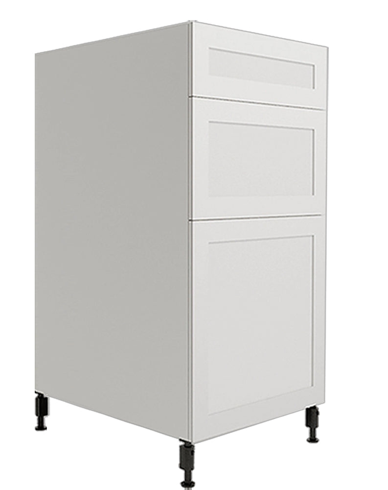 Shaker White Kitchen Base Cabinet 3 Drawers Unit 15 L x 34 3/4 H x 24 P in.