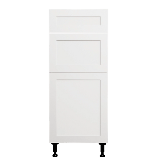 Shaker White Kitchen Base Cabinet 3 Drawers Unit 15 L x 34 3/4 H x 24 P in.