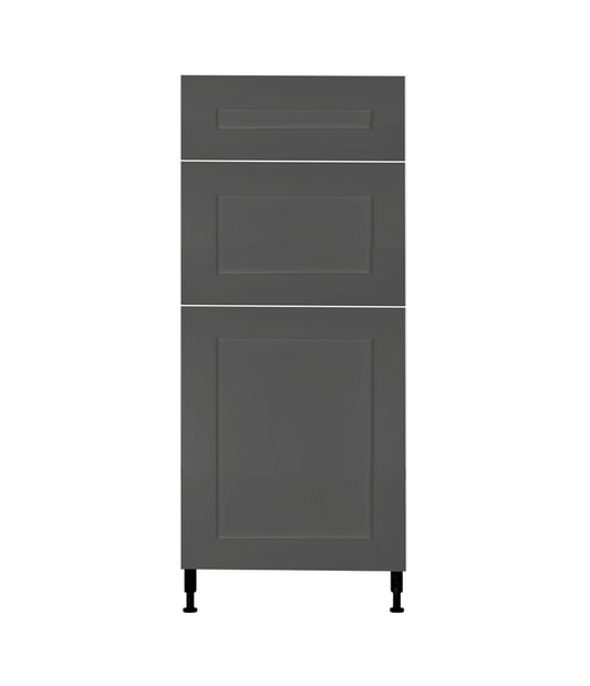 Shaker Matte Grey Kitchen Base Cabinet 3 Drawers Unit 15 L x 34 3/4 H x 24 P in.