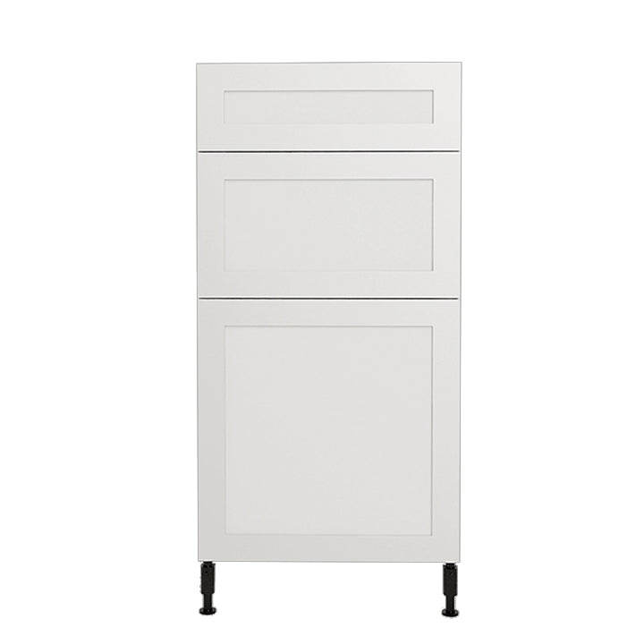 18 L x 34-3/4 H x 24" Shaker White Base Kitchen Cabinet 3 Drawers