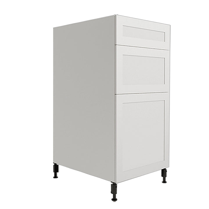 Shaker White Kitchen Base Cabinet 3 Drawers Unit 18 L x 34-3/4 H x 24 P in.