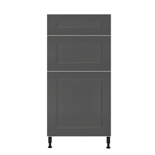 Armoire de cuisine  bas 3 tiroirs shaker gris mat 18 L x 34 3/4 H x 24 P po.