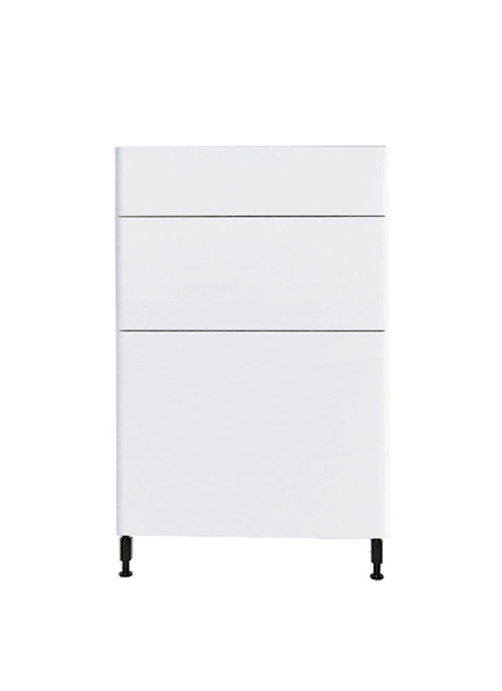 Glossy White Kitchen Base Cabinet 3 Drawers Unit 24 L x 34 3/4 H x 24 P in.