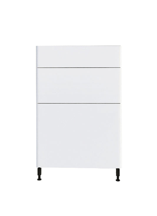 Glossy White Kitchen Base Cabinet 3 Drawers Unit 24 L x 34 3/4 H x 24 P in.